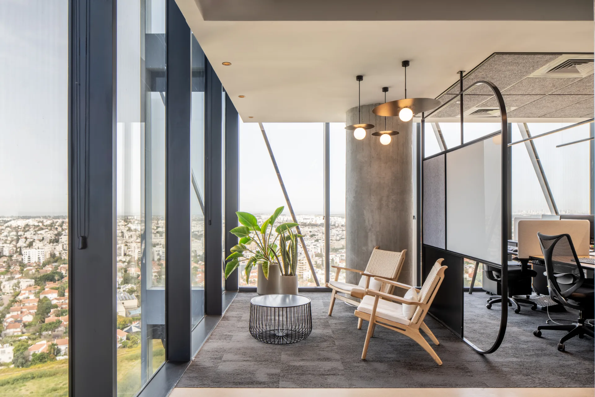 Quiet work corner with city views