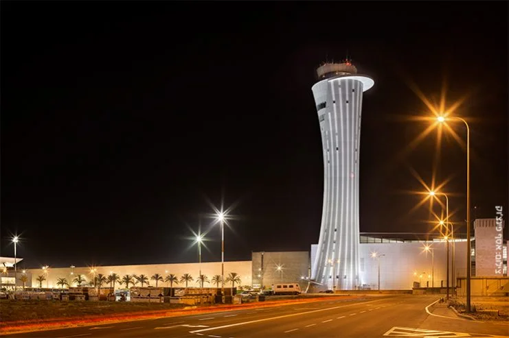 The control tower at the airport approach