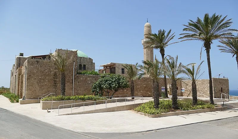The Sidna Ali mosque and its stone complex above the shore