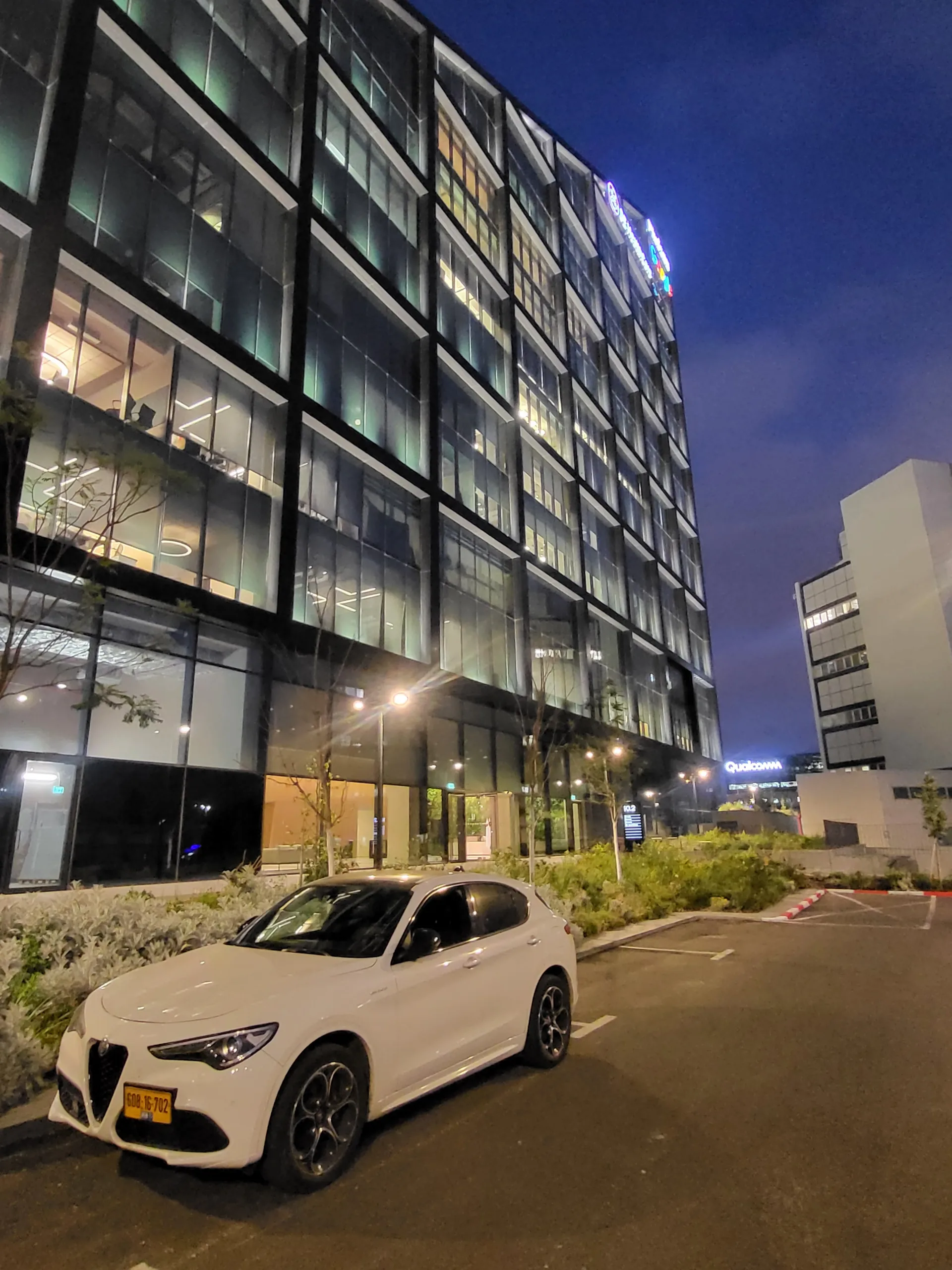 The illuminated building at night in Matam Park