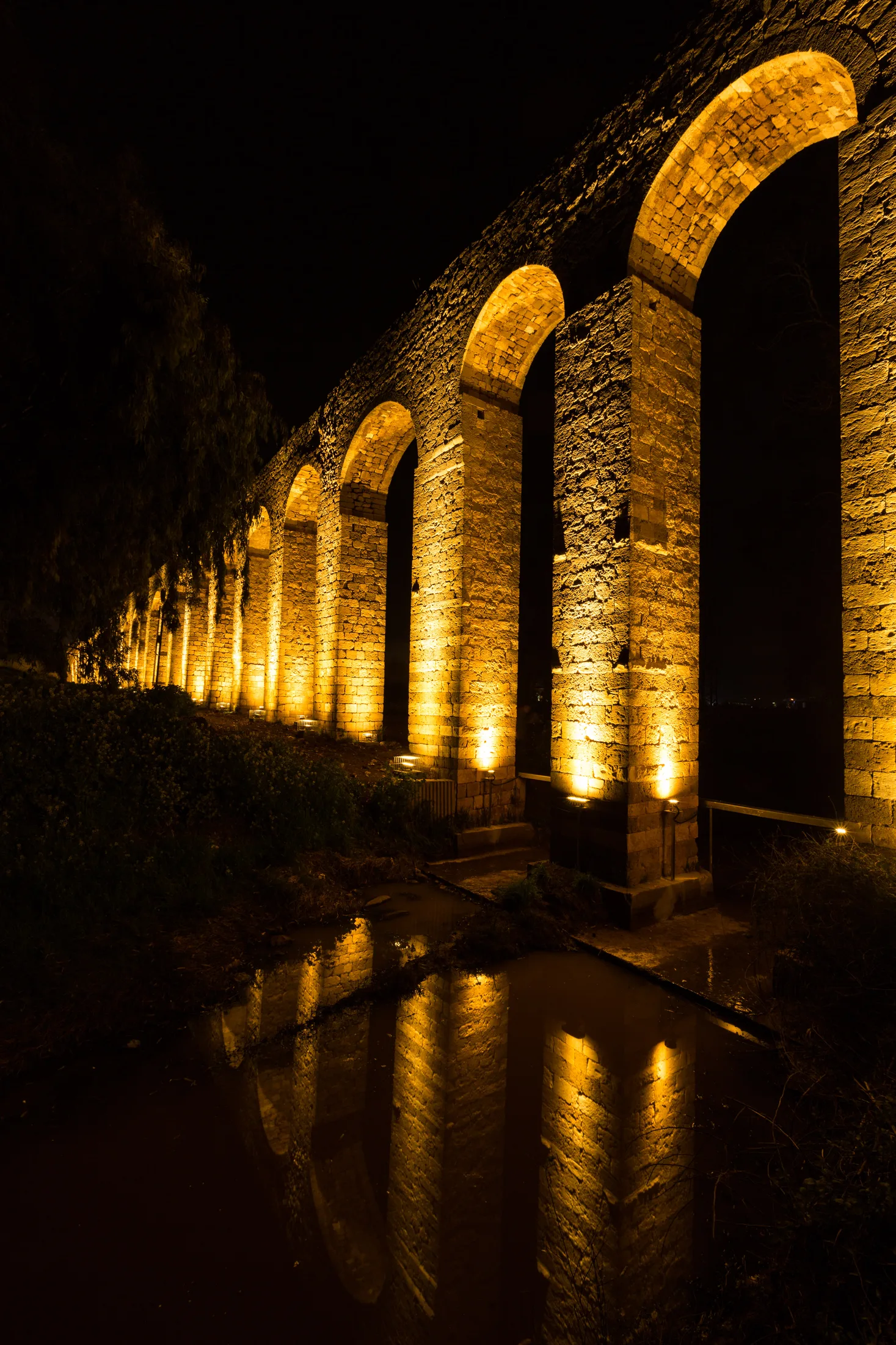 Illuminated stone arches