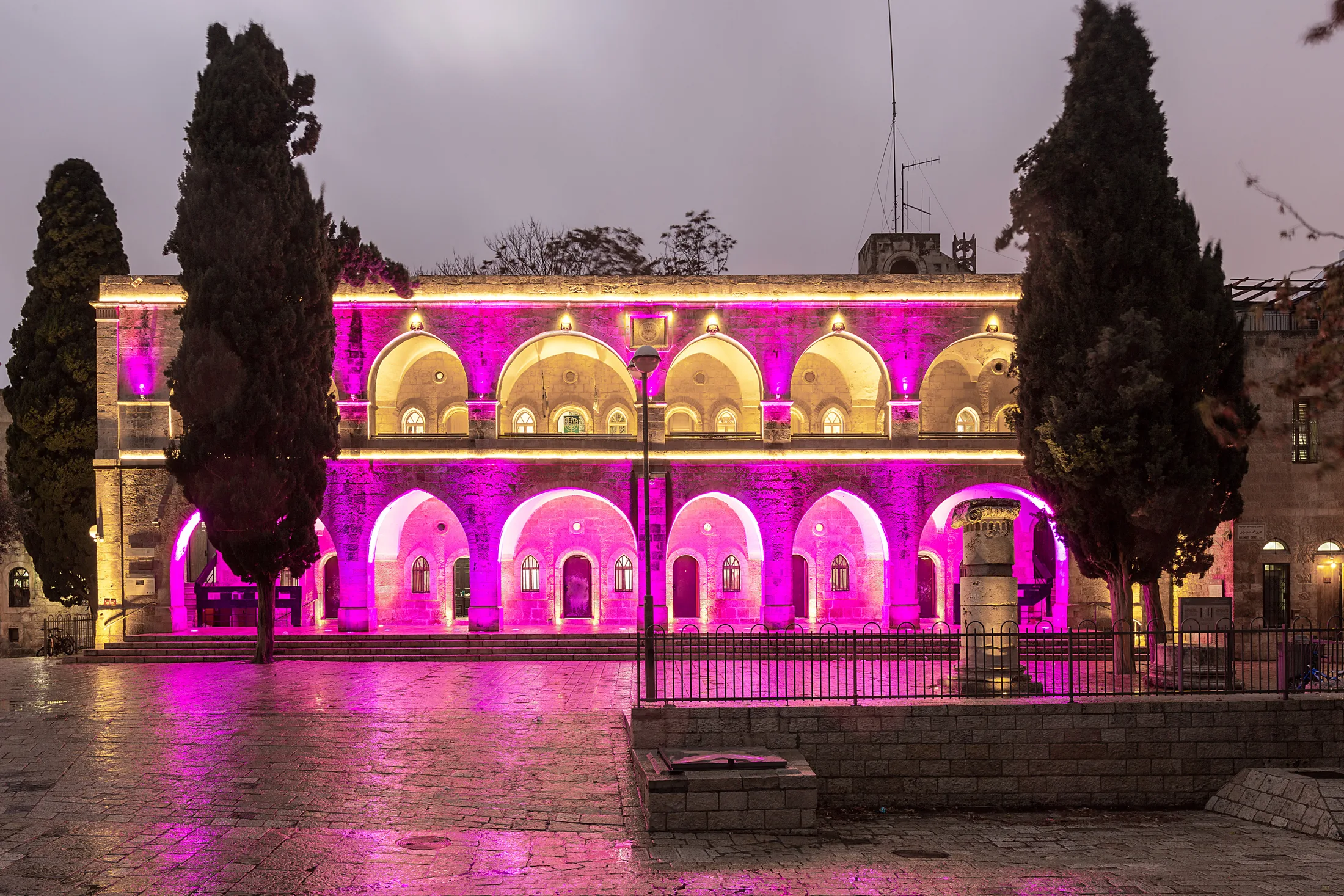 Colored lighting for a historic facade