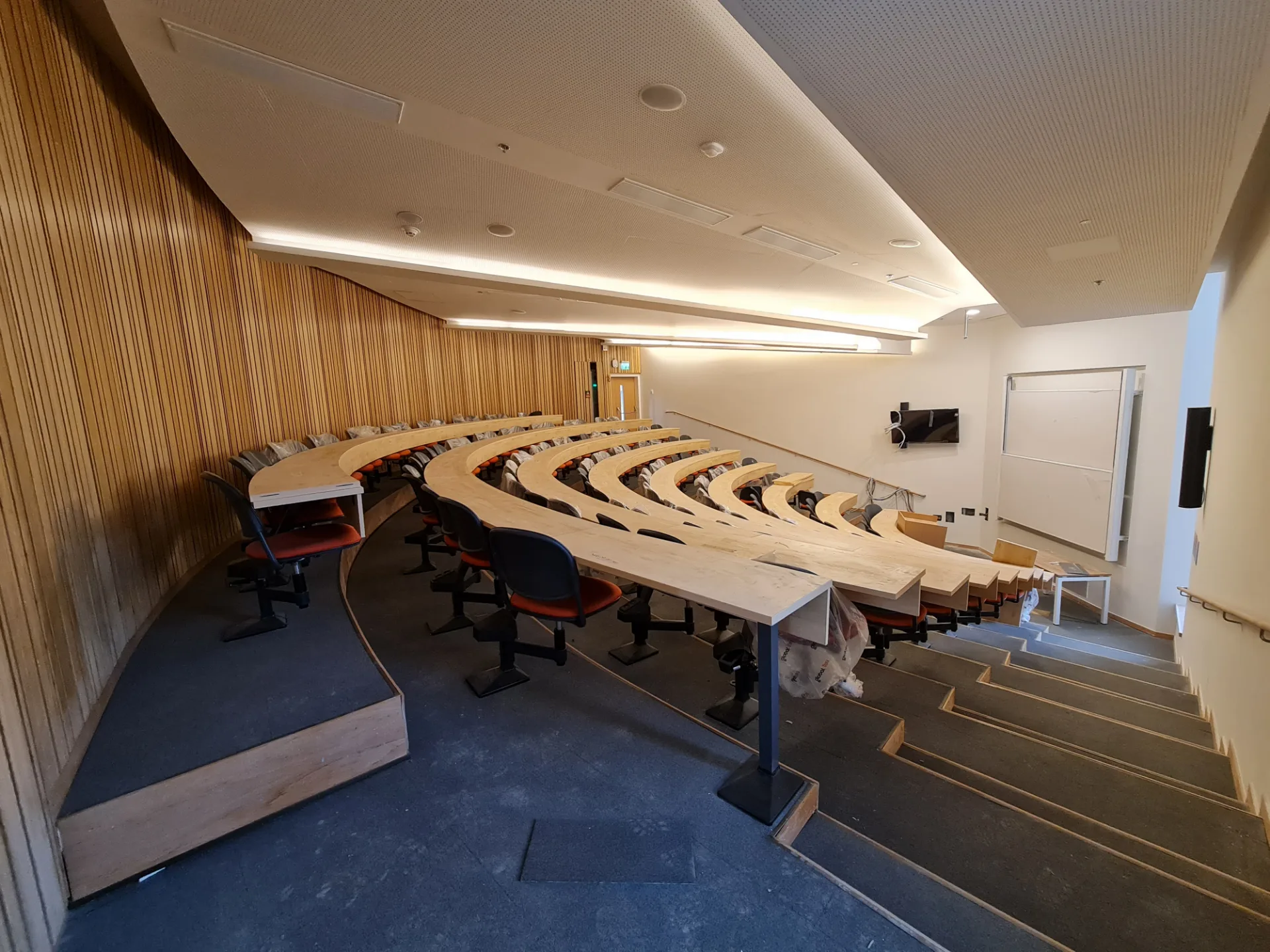 Classroom with a warm bamboo wall