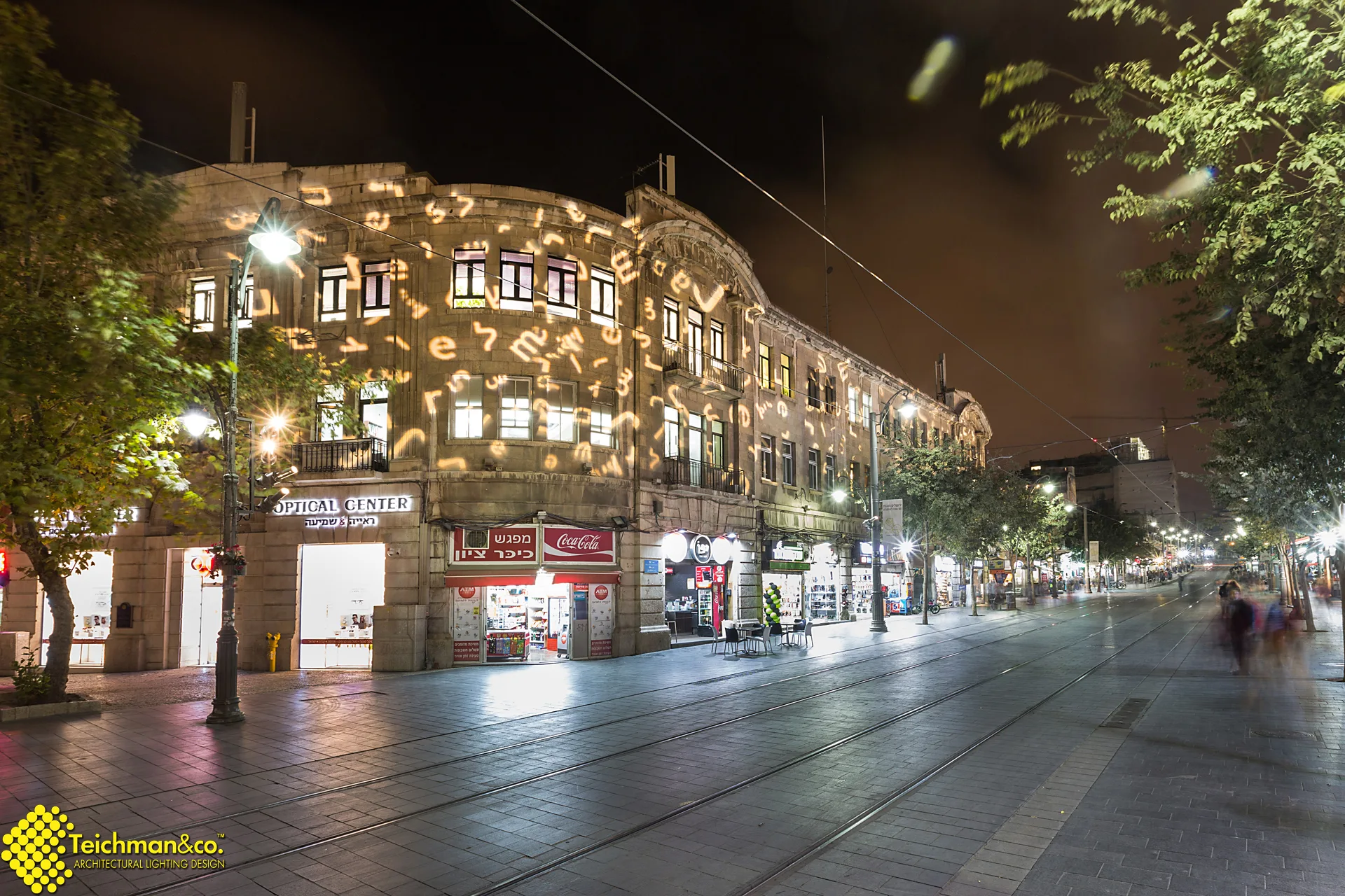 Illuminated historic building