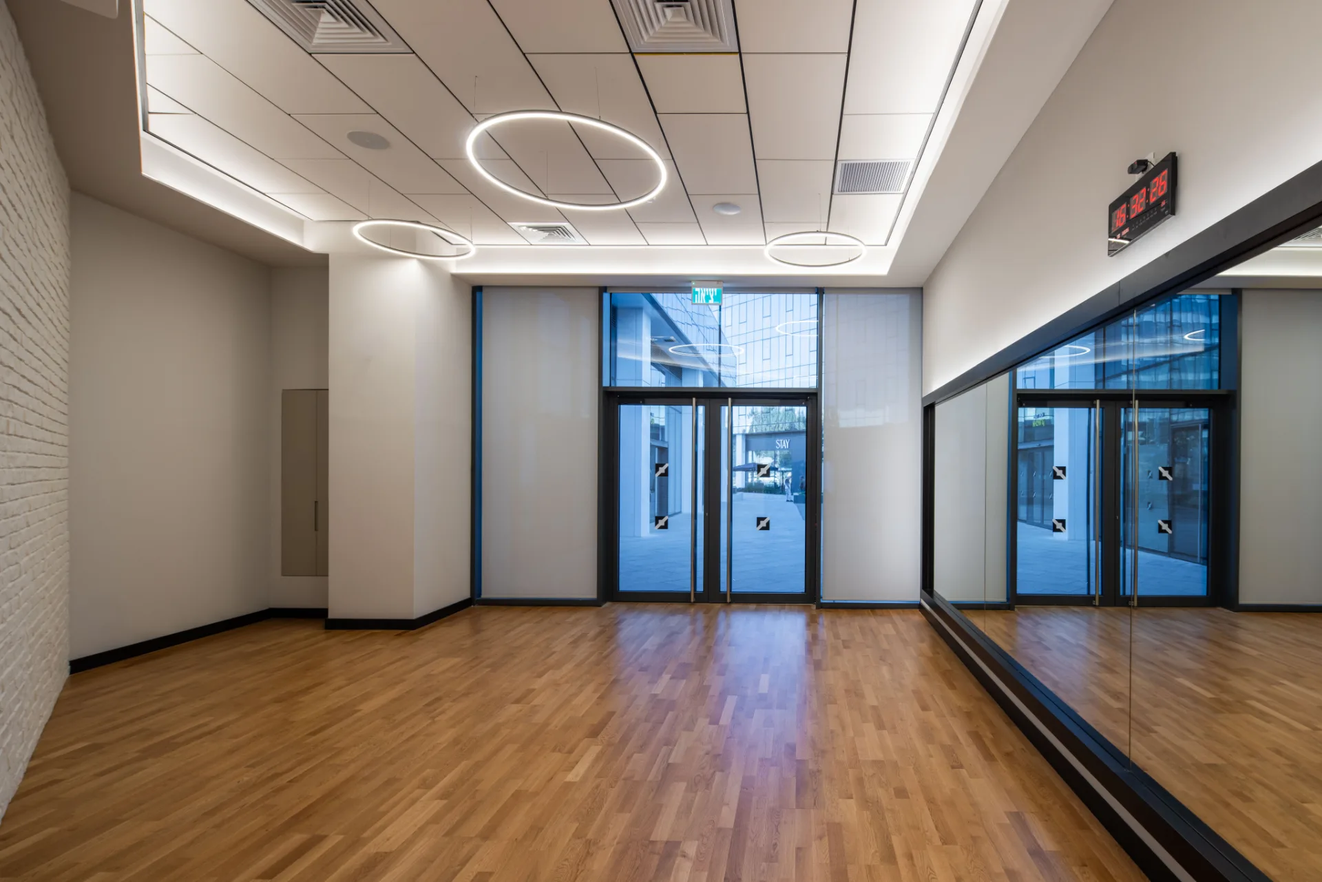 Entrance lobby with a circular pendant light