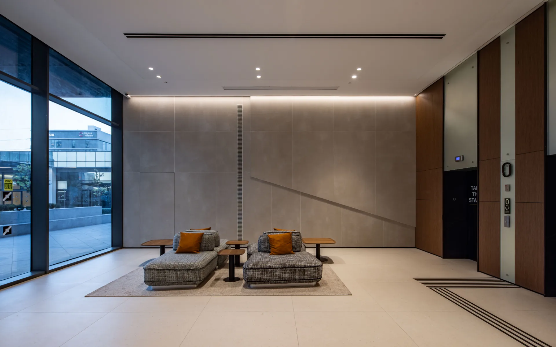 Lounge and waiting area beside the windows