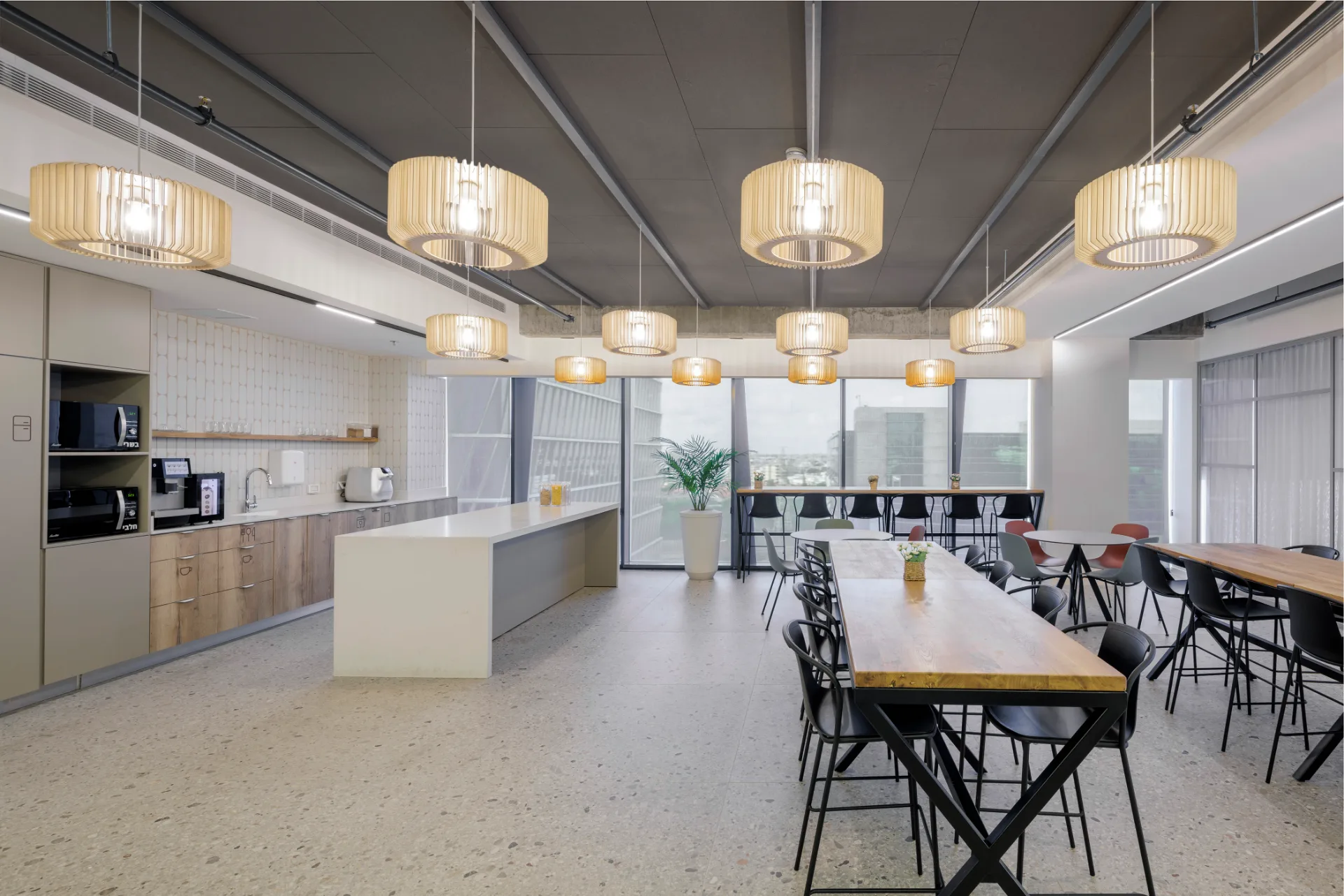 Workstations in an open-plan area