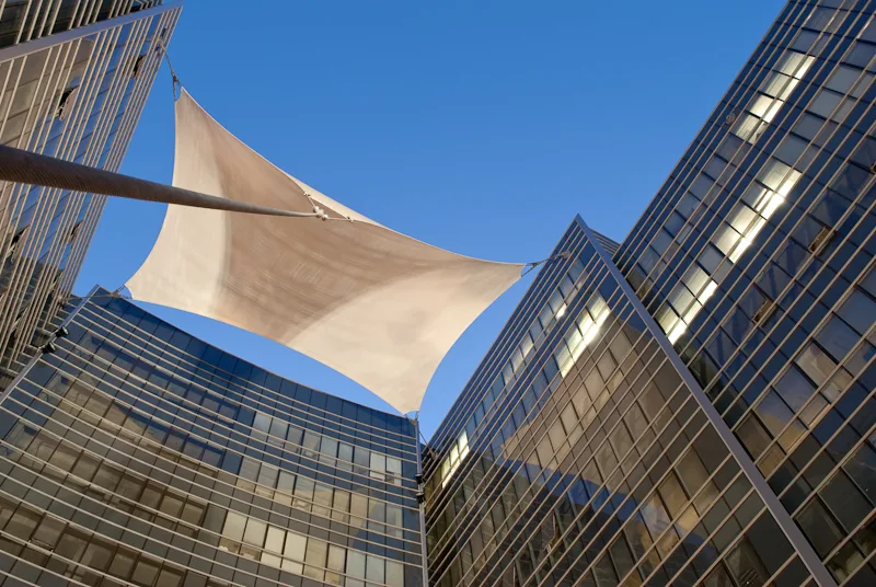 Office buildings and open canopy