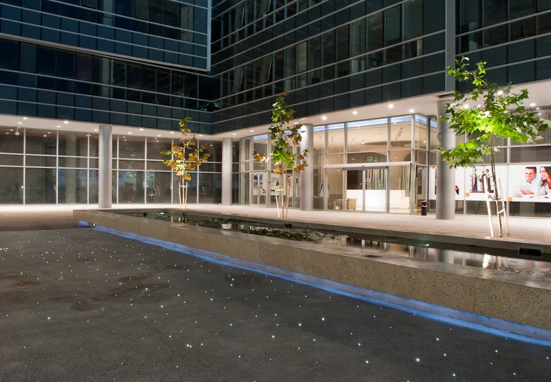 Exterior lighting for an office campus