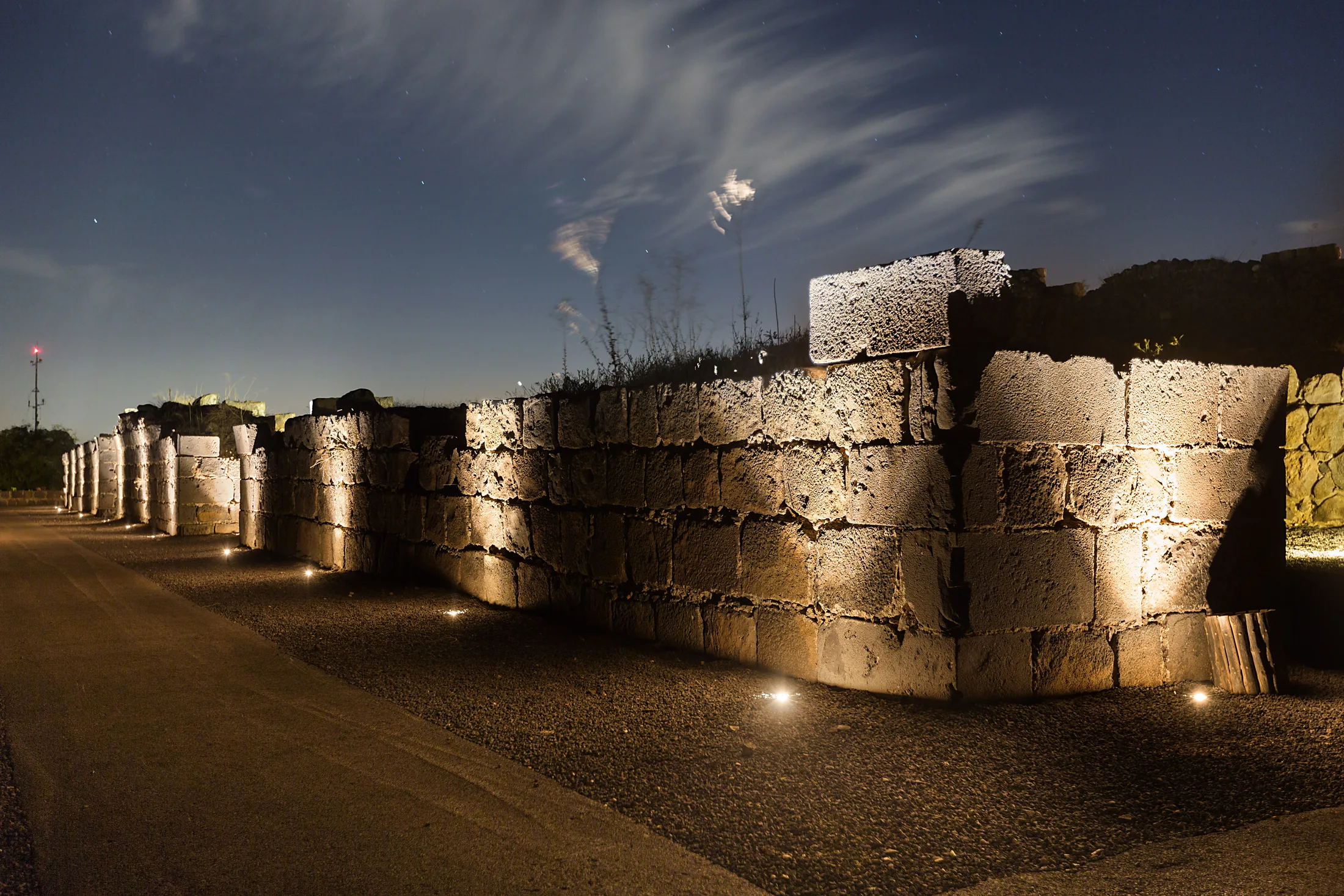 Illuminated fortress wall
