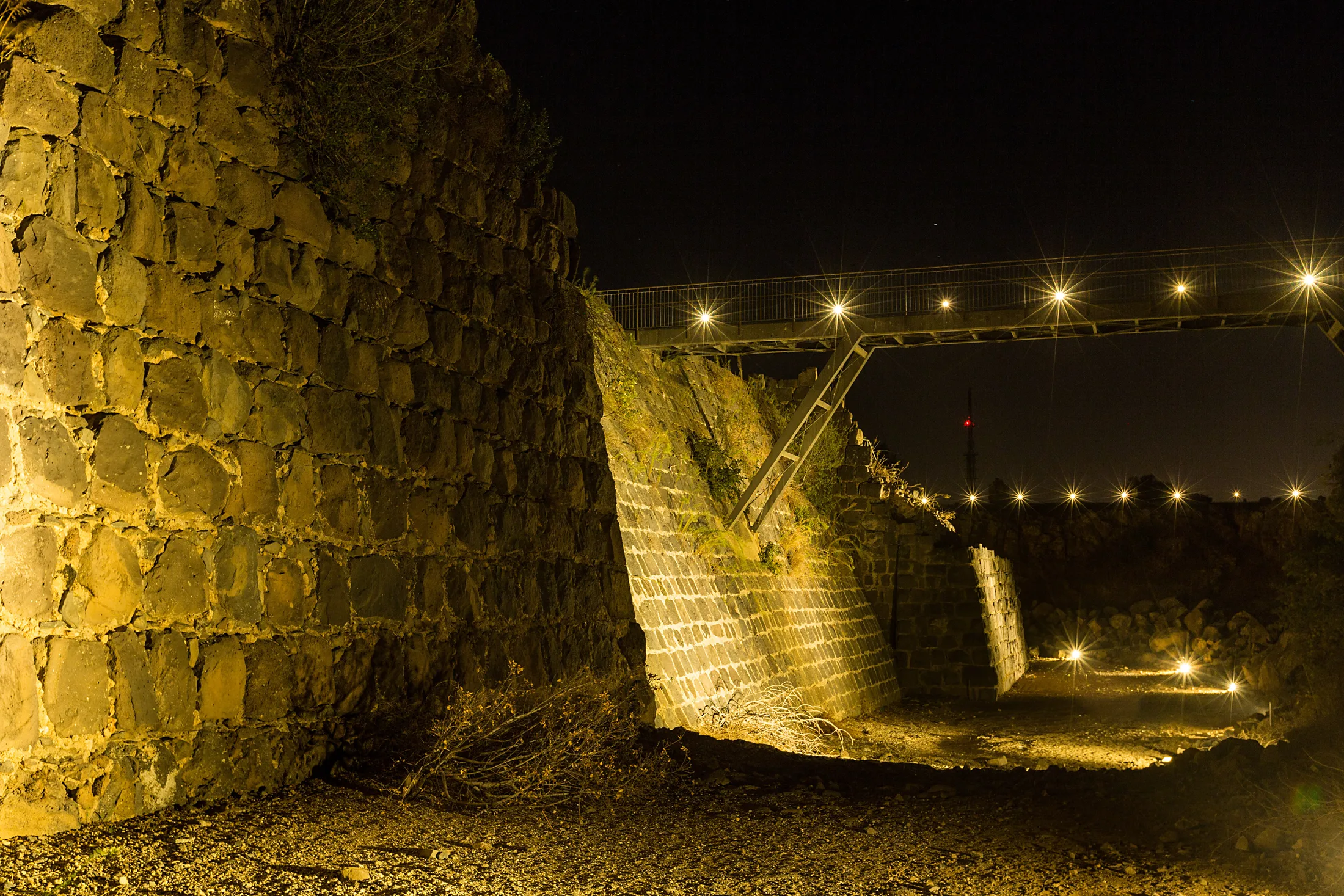 Pathway and stone wall