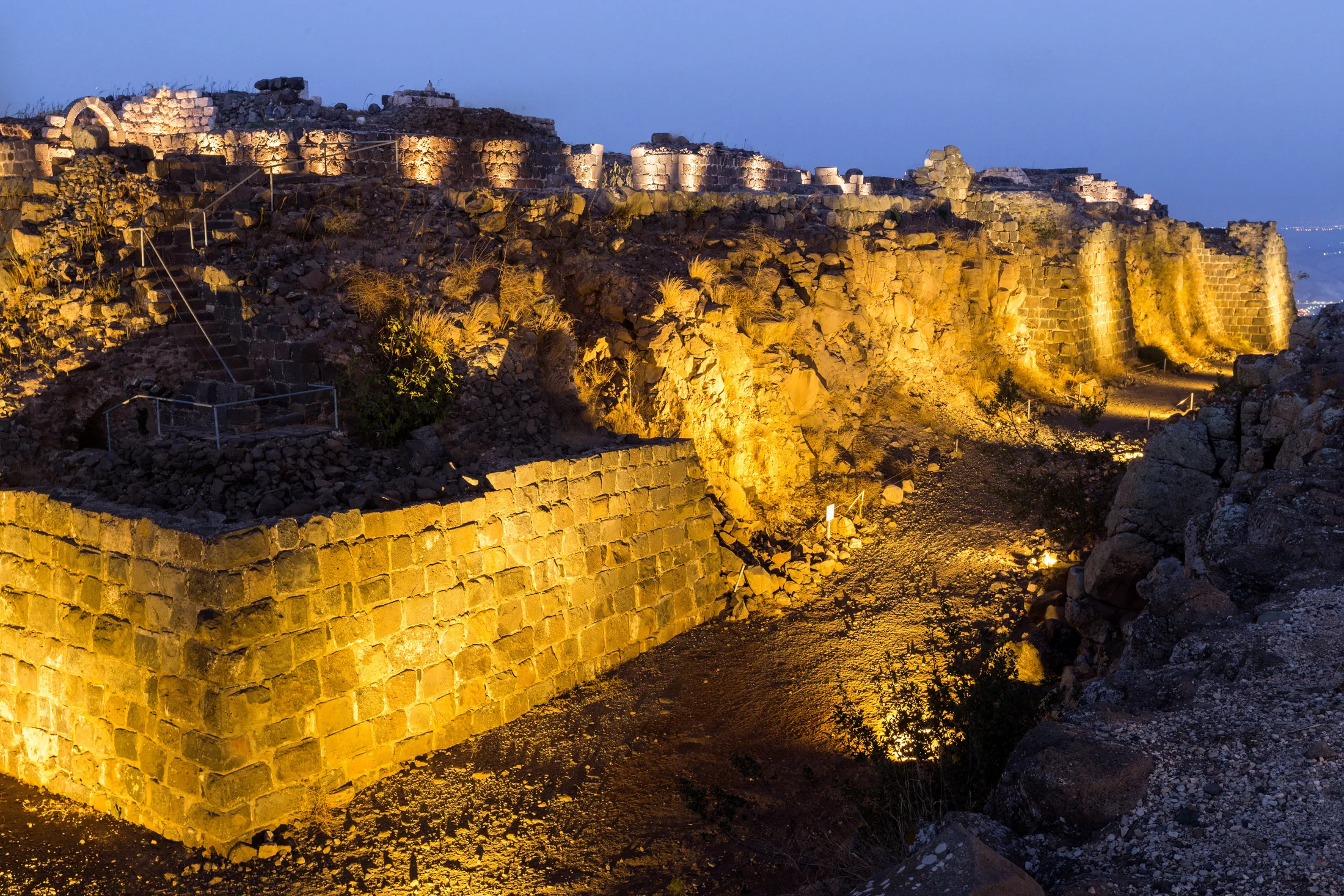 Belvoir Fortress illuminated at night