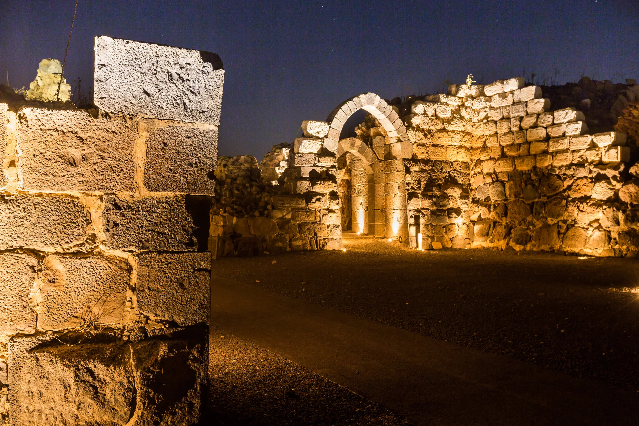 Illuminated stone arches