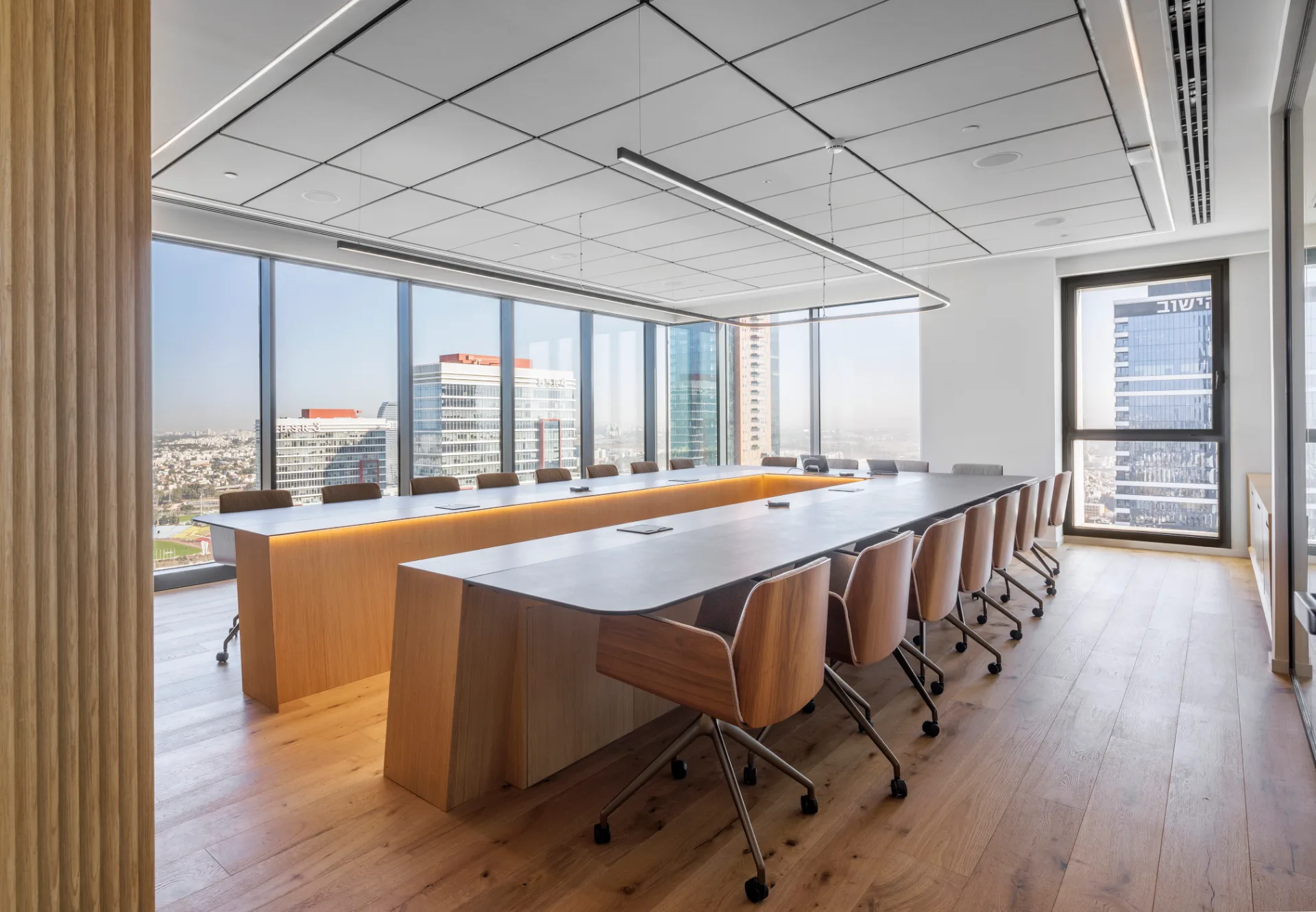 Meeting room with city views