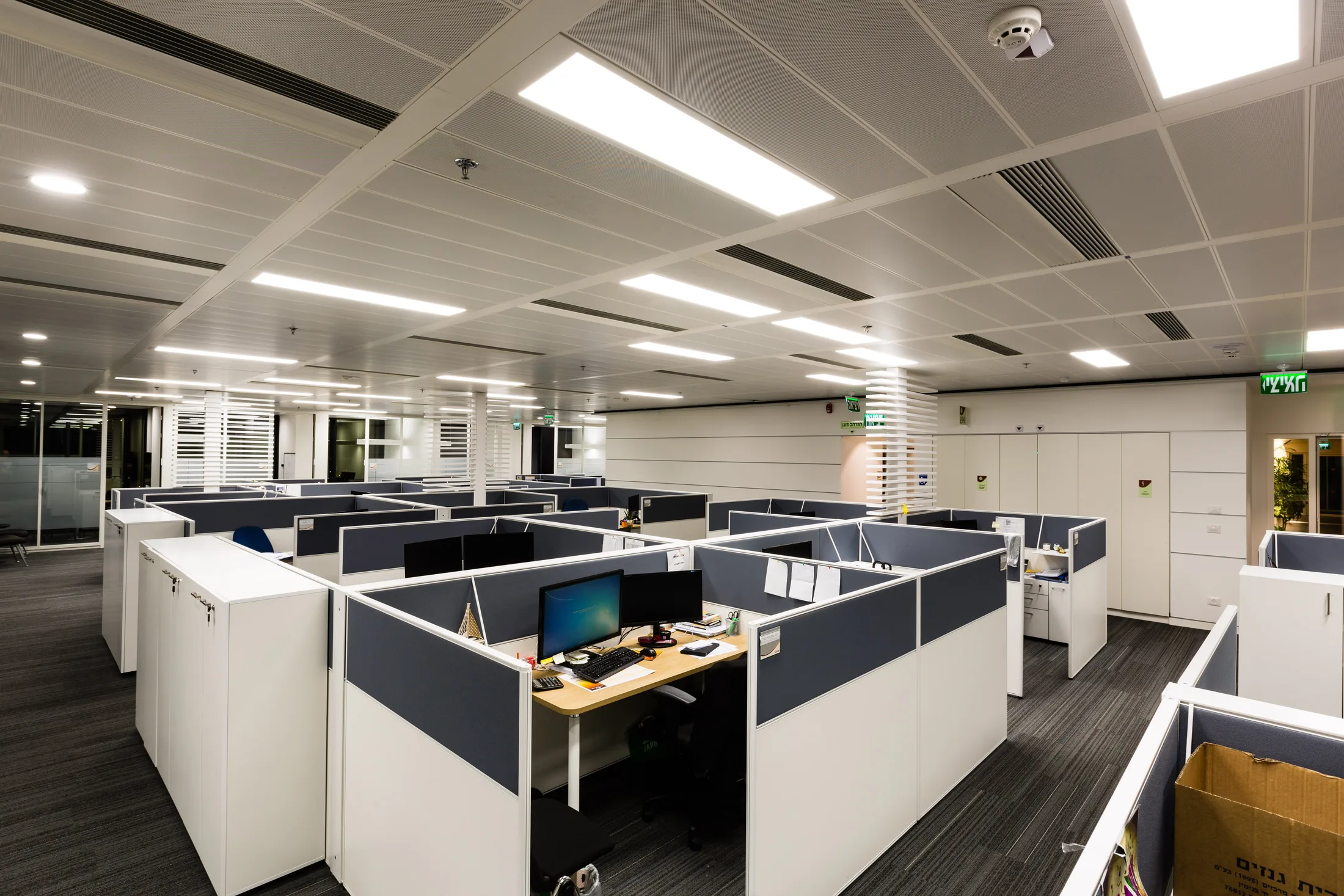 Open-plan workstations on a typical office floor