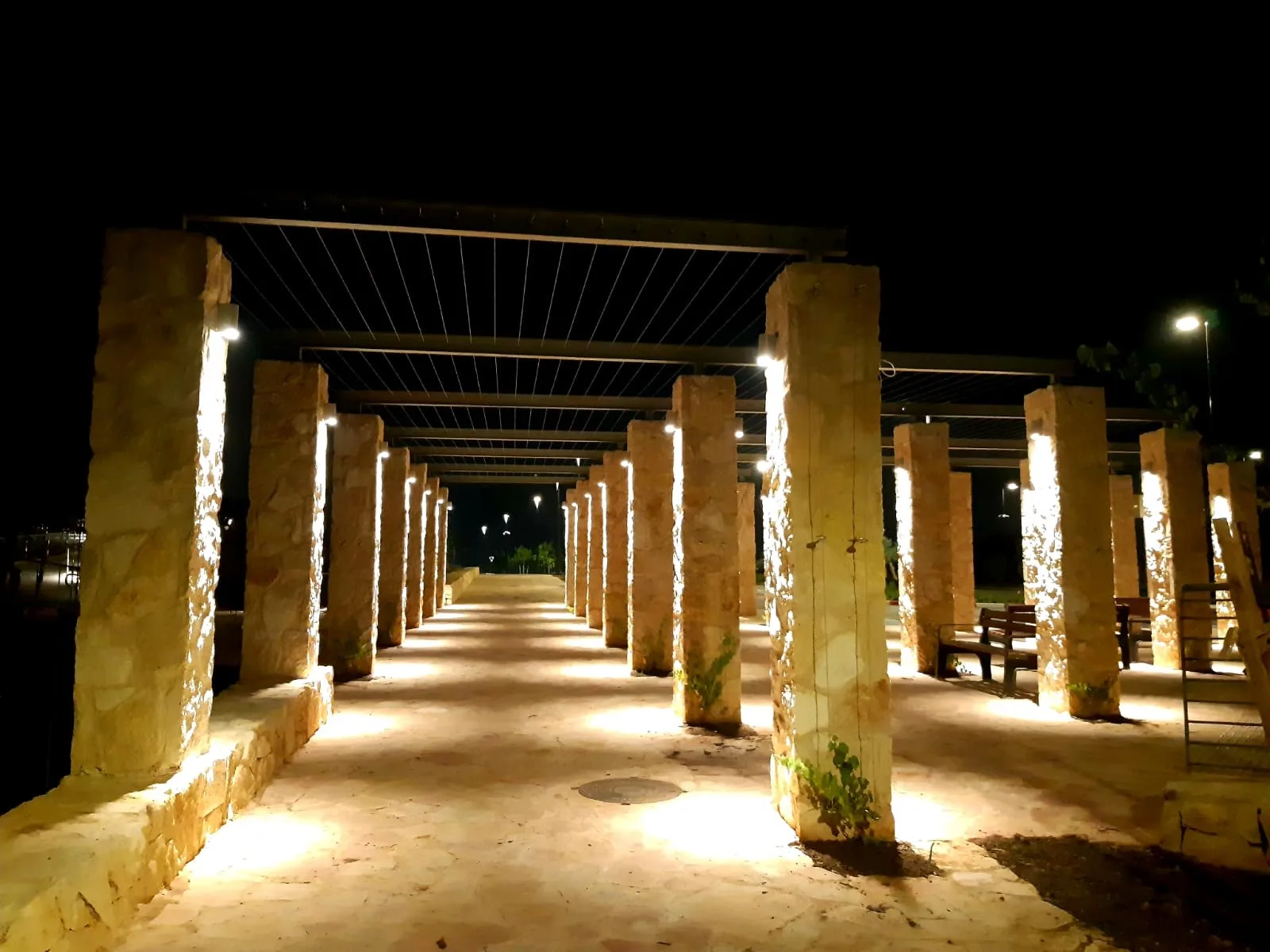 Illuminated passage in the heritage site