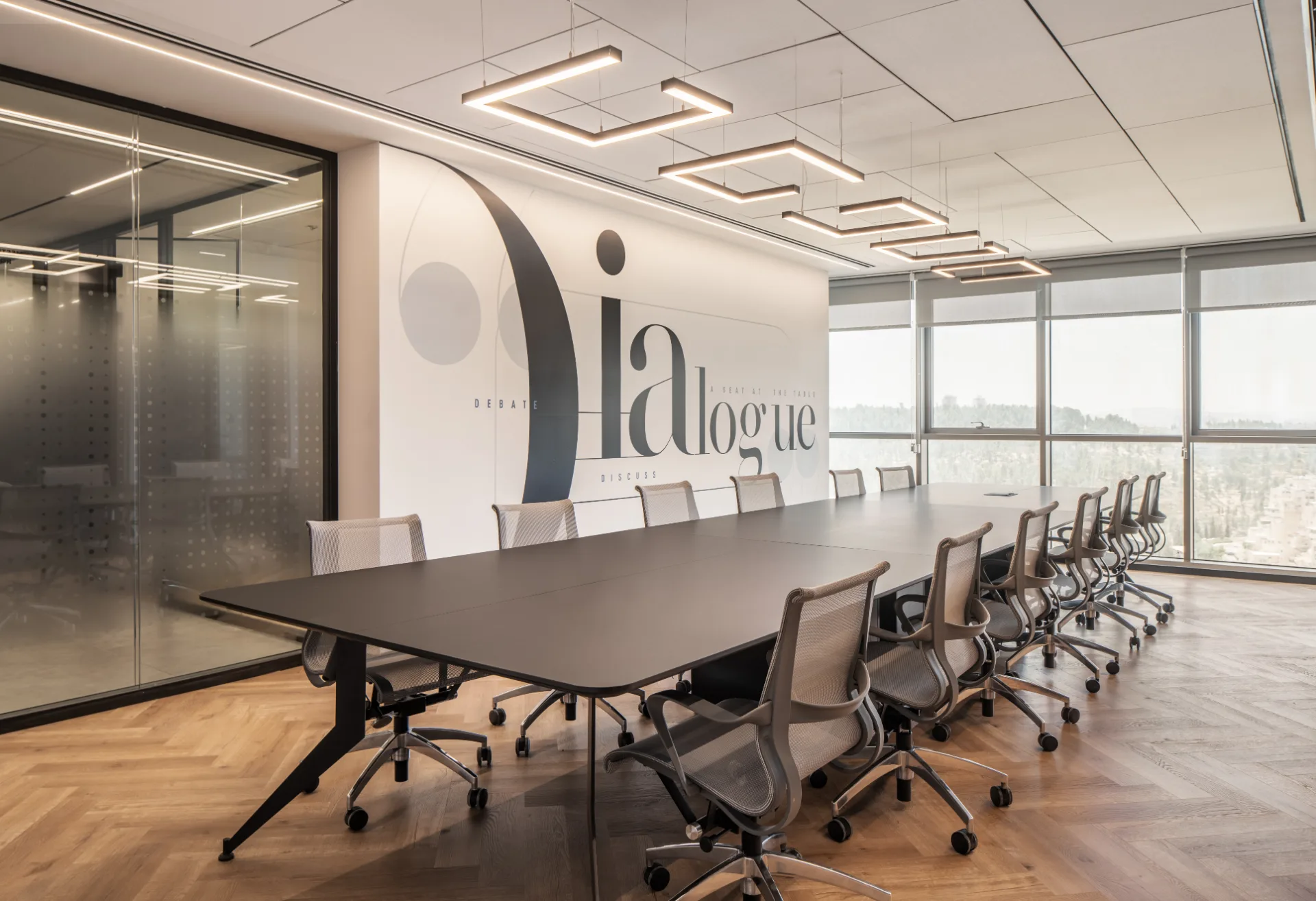 Boardroom with the Dialogue graphic wall