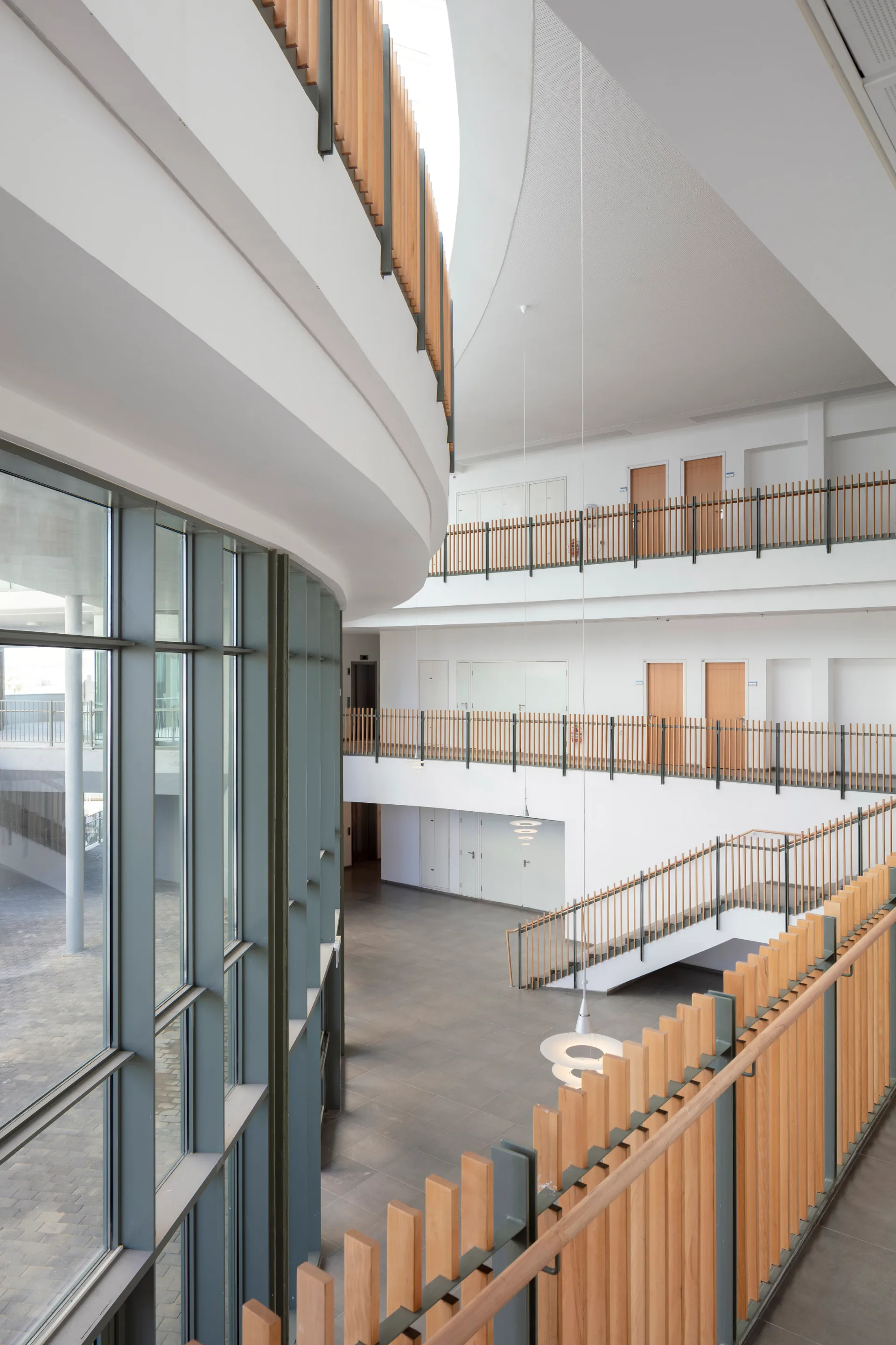The atrium galleries across the floors