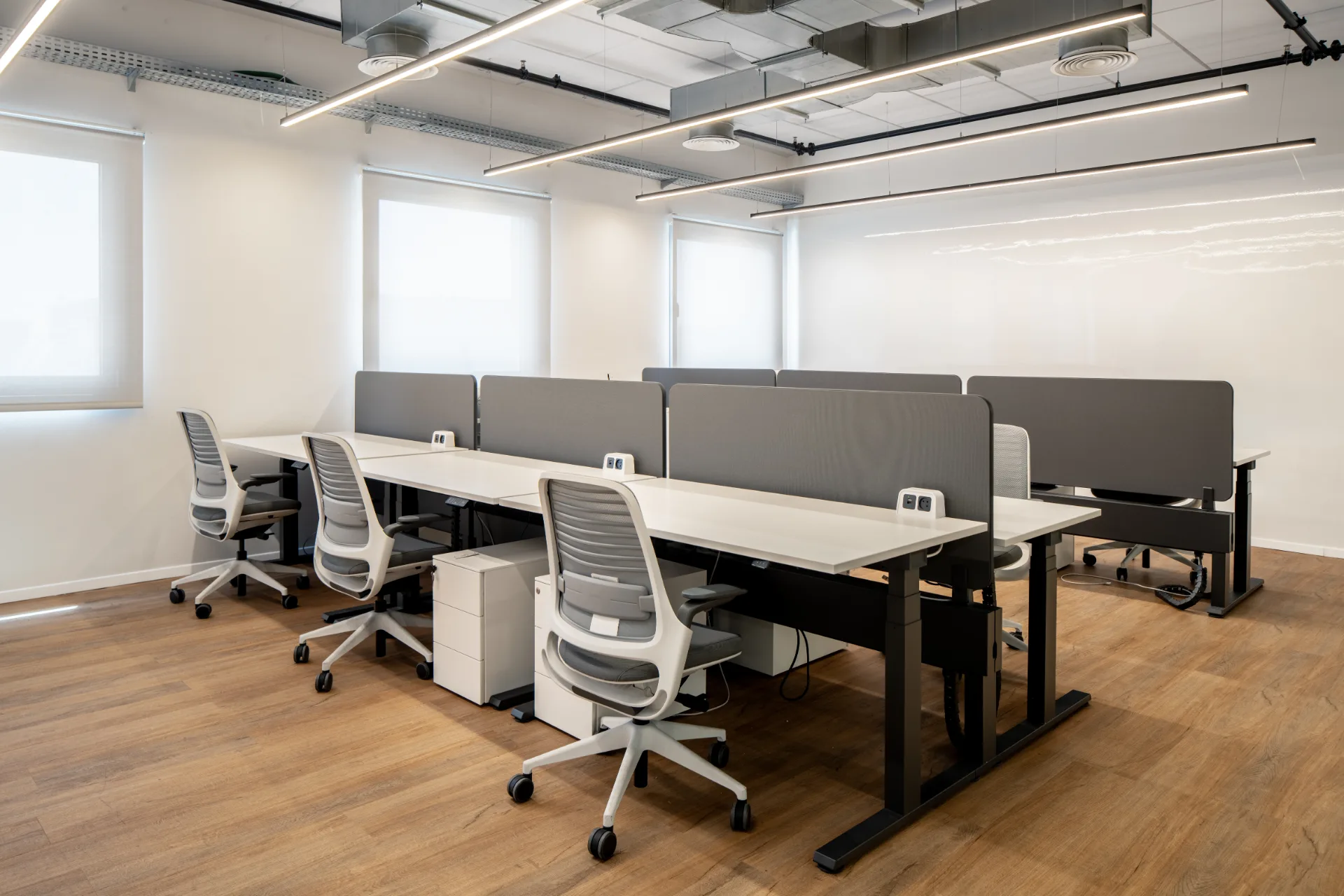 Workstations in an open-plan area