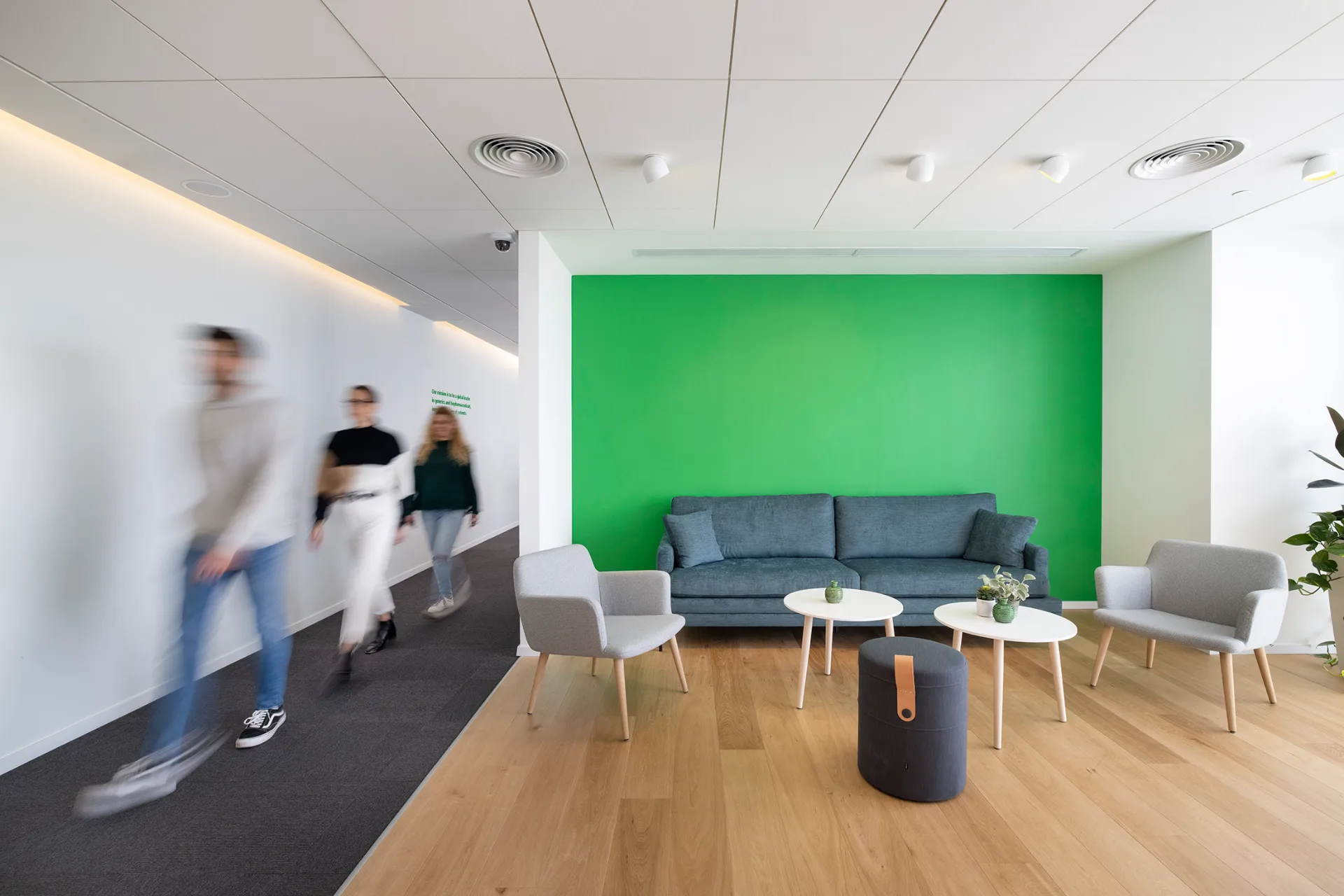 Casual area beside a green living wall