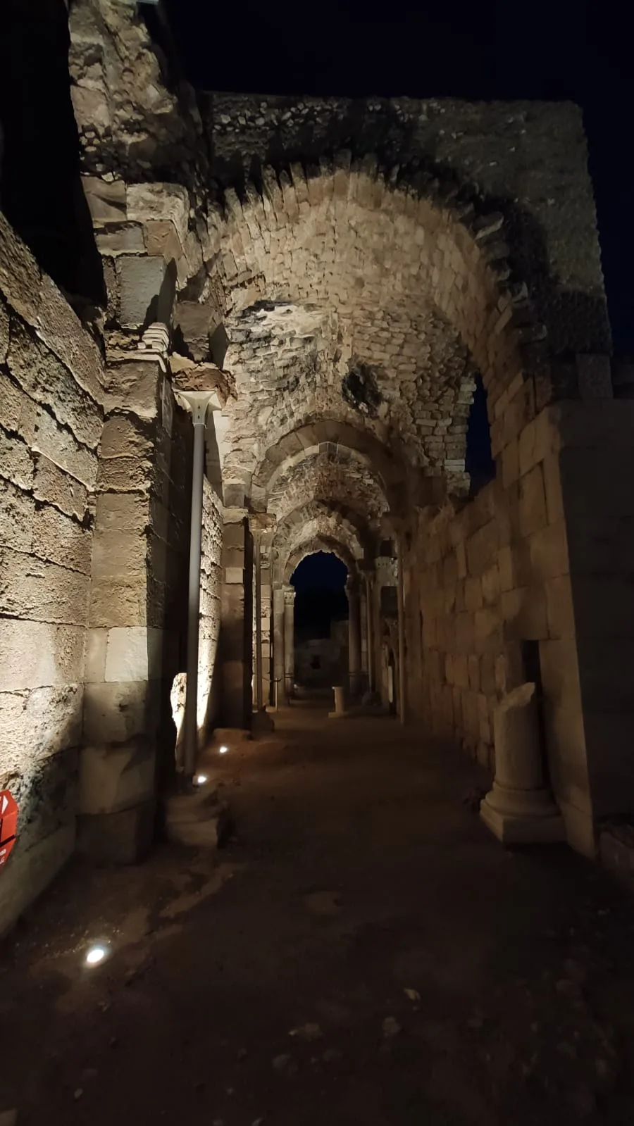 Lit vaulted passage inside the fortress
