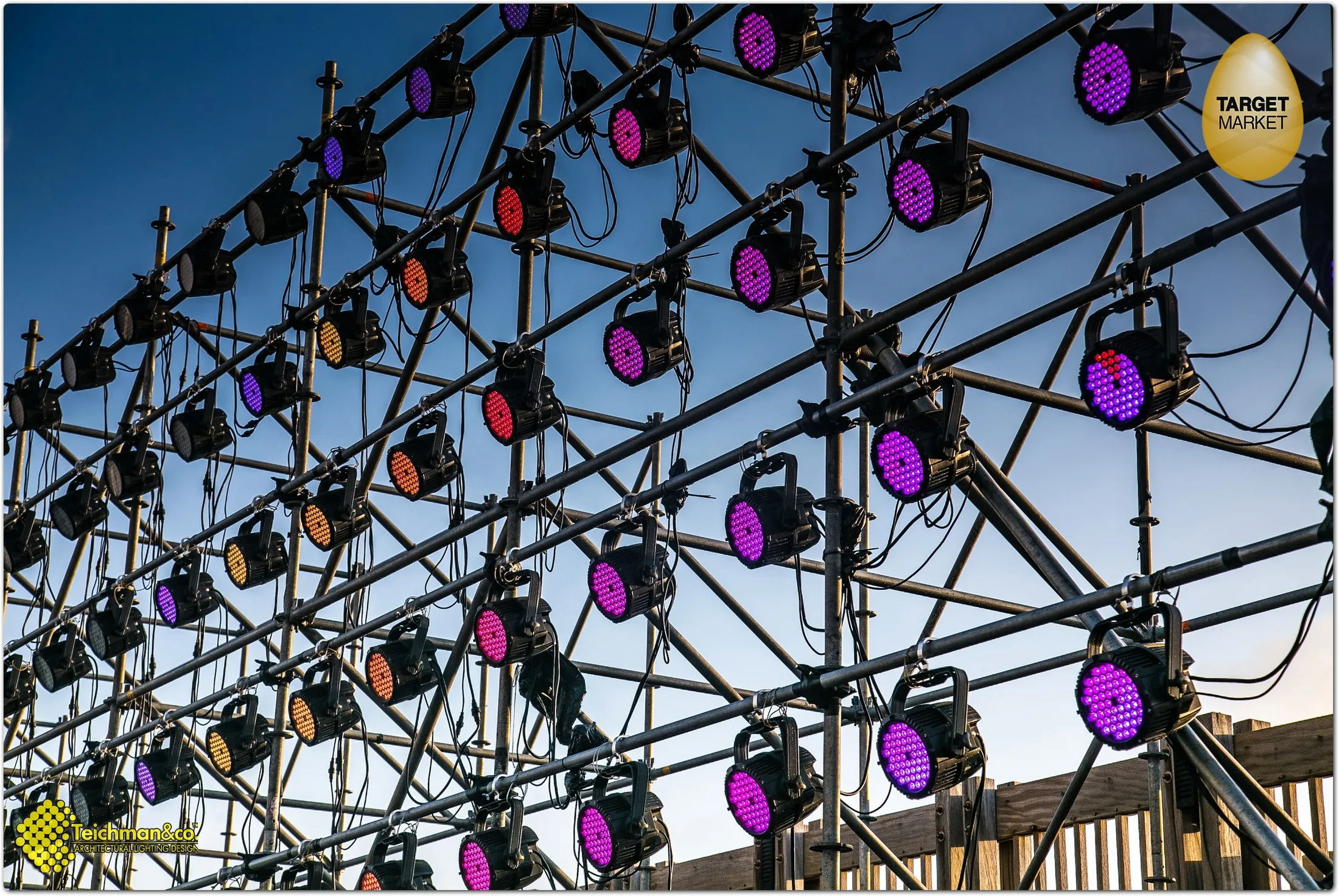 The rig of LED fixtures forming the show's light screen